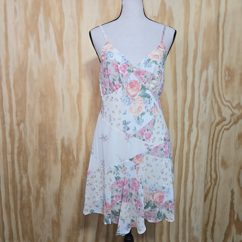 Wild Fable Asymmetrical Floral Patchwork Mini Slip Dress Size Small NWT